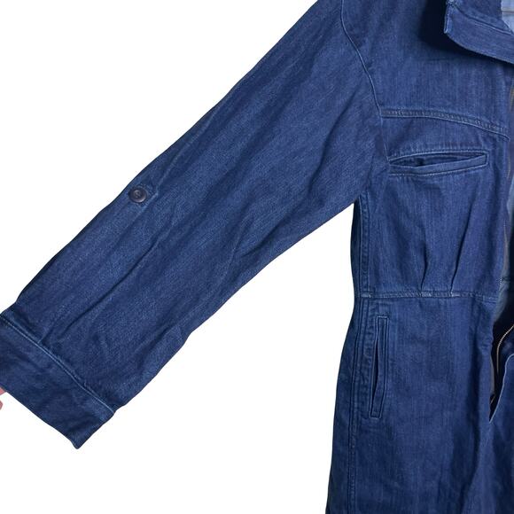The Only Jane Boiler Suit Blue Jump Two Denim Long Sleeve High Neck Jumpsuit 6 - Picture 10 of 13